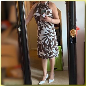 🤎TRIXIE🤎 Brown & White Floral Dress Midi